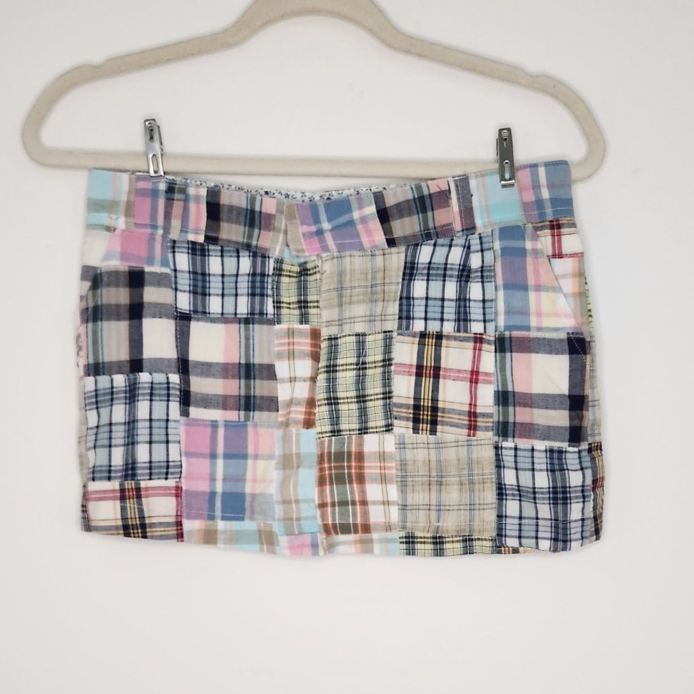 Raviya Patchwork Madras Plaid Mini Skirt - Size XS